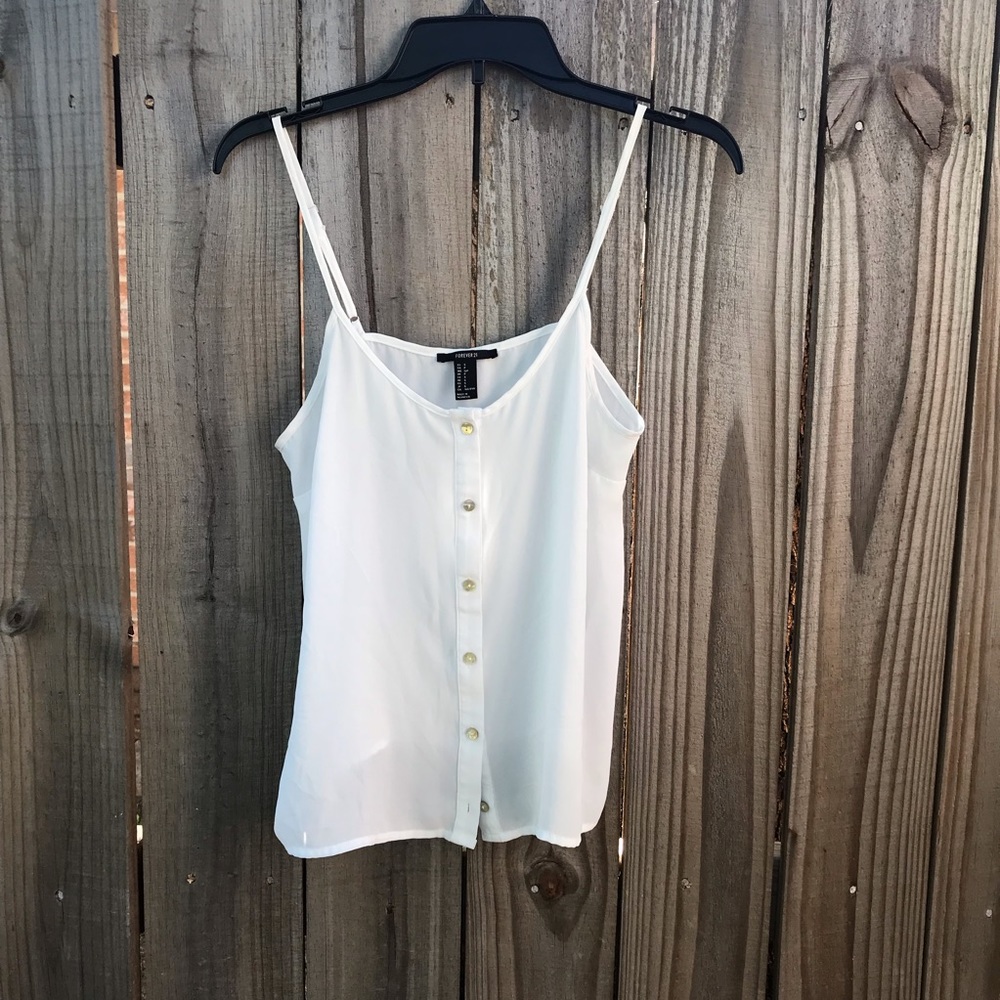 Forever21 white chifon white top